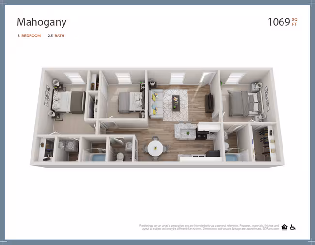 3 Beds • 2 Bath 2208 floor plan